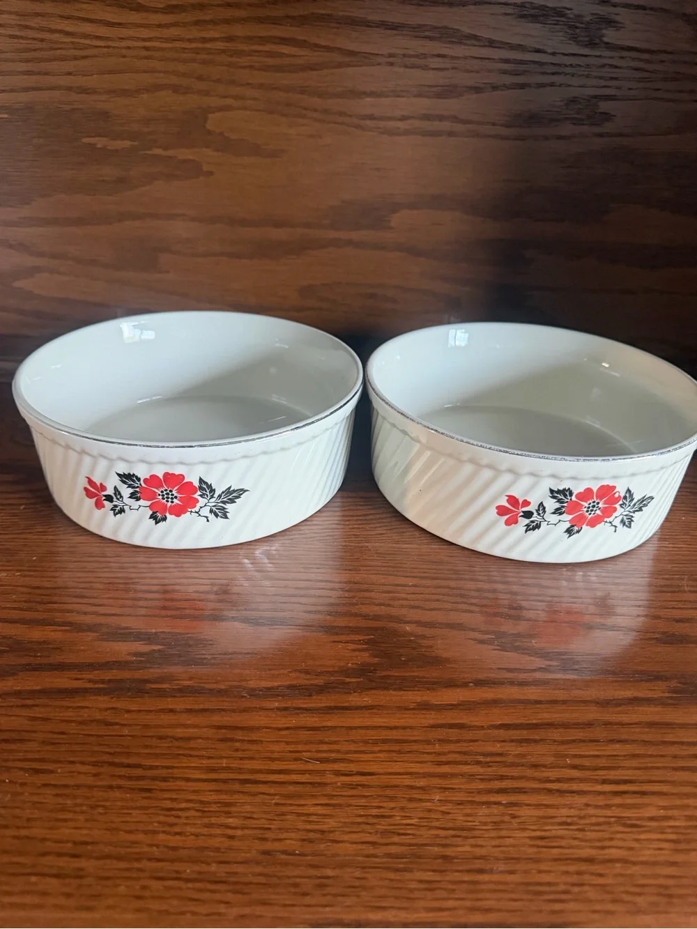 Vintage Hall’s Superior White Ceramic Floral Casserole Dish (Set of 2)